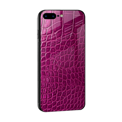 Croco Pink sleek iphone 8 plus cover with tempered glass back and TPU edges