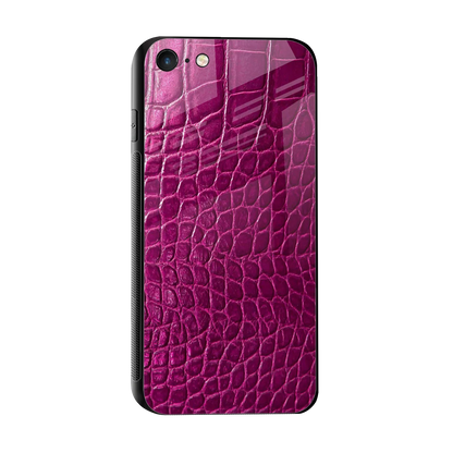 Croco Pink sleek iphone 7 cover with tempered glass back and TPU edges