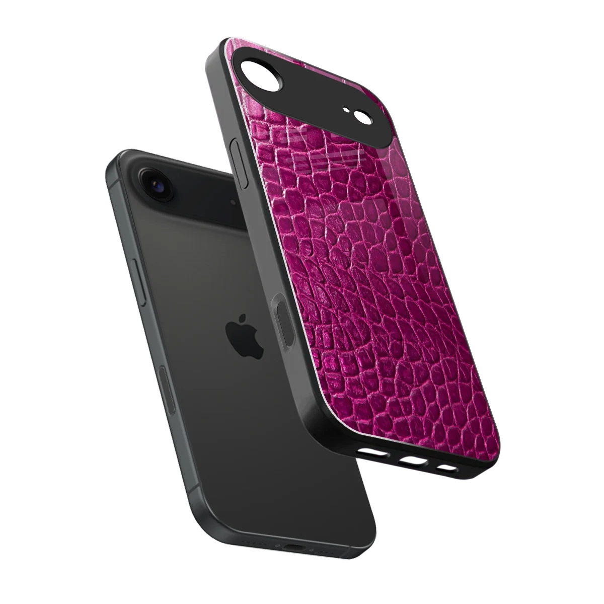 Croco Pink sleek iphone air cover with tempered glass back and TPU edges