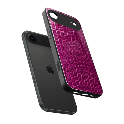 Croco Pink sleek iphone air cover with tempered glass back and TPU edges