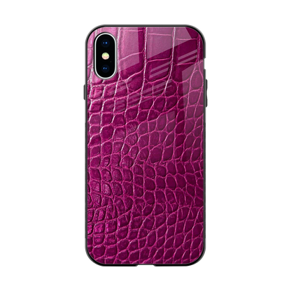 Croco Pink back phone cover | glass case for iphone x
