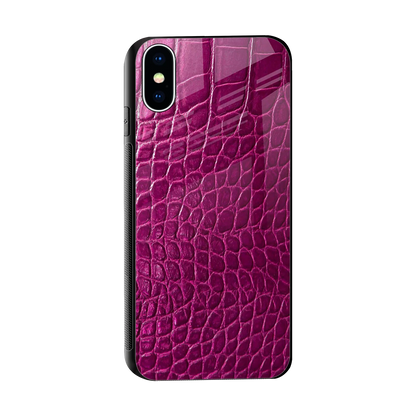Croco Pink sleek iphone x cover with tempered glass back and TPU edges
