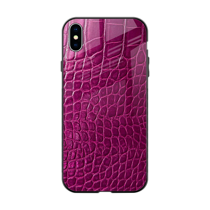 Croco Pink back phone cover | glass case for iphone xs max