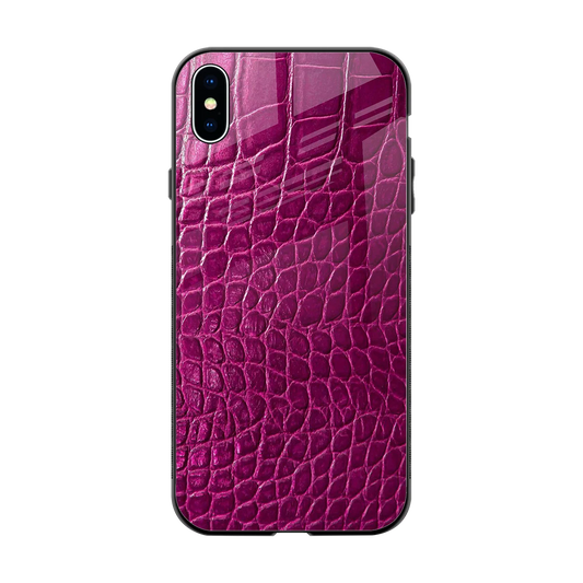 Croco Pink back phone cover | glass case for iphone xs max
