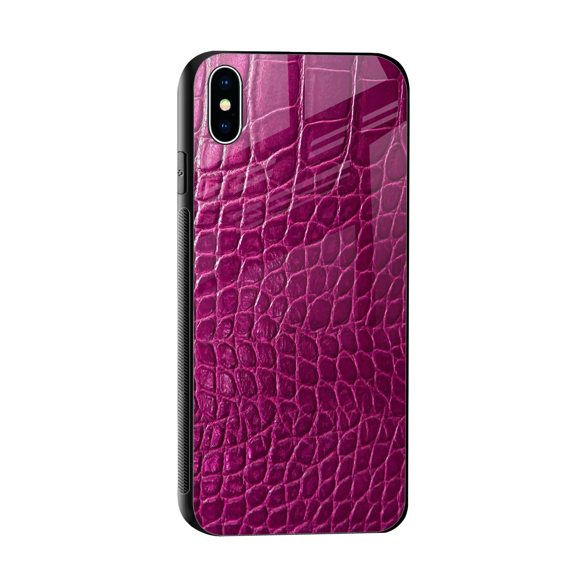 Croco Pink sleek iphone xs max cover with tempered glass back and TPU edges