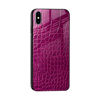 Croco Pink sleek iphone xs max cover with tempered glass back and TPU edges