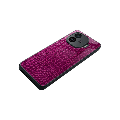 Croco Pink stylish phone case for iqoo neo 10r 5g | glossy glass and slim fit