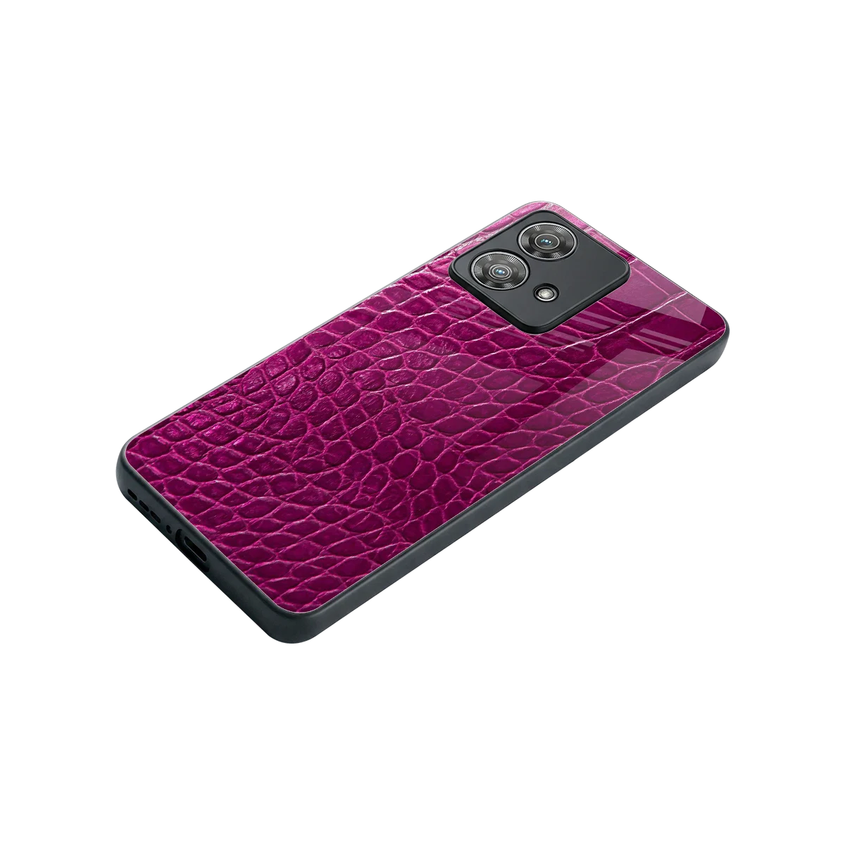 Croco Pink stylish phone case for motorola edge 40 neo 5g | glossy glass and slim fit