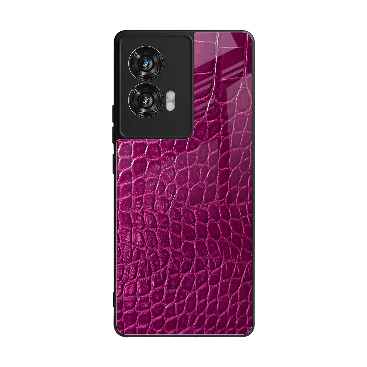 Croco Pink back phone cover | glass case for motorola edge 50 fusion