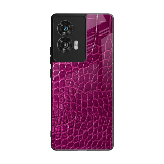 Croco Pink back phone cover | glass case for motorola edge 50 fusion
