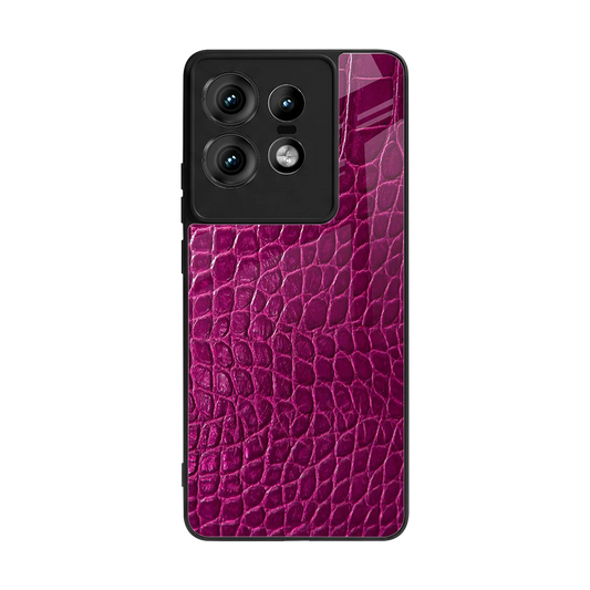 Croco Pink back phone cover | glass case for motorola edge 50 pro