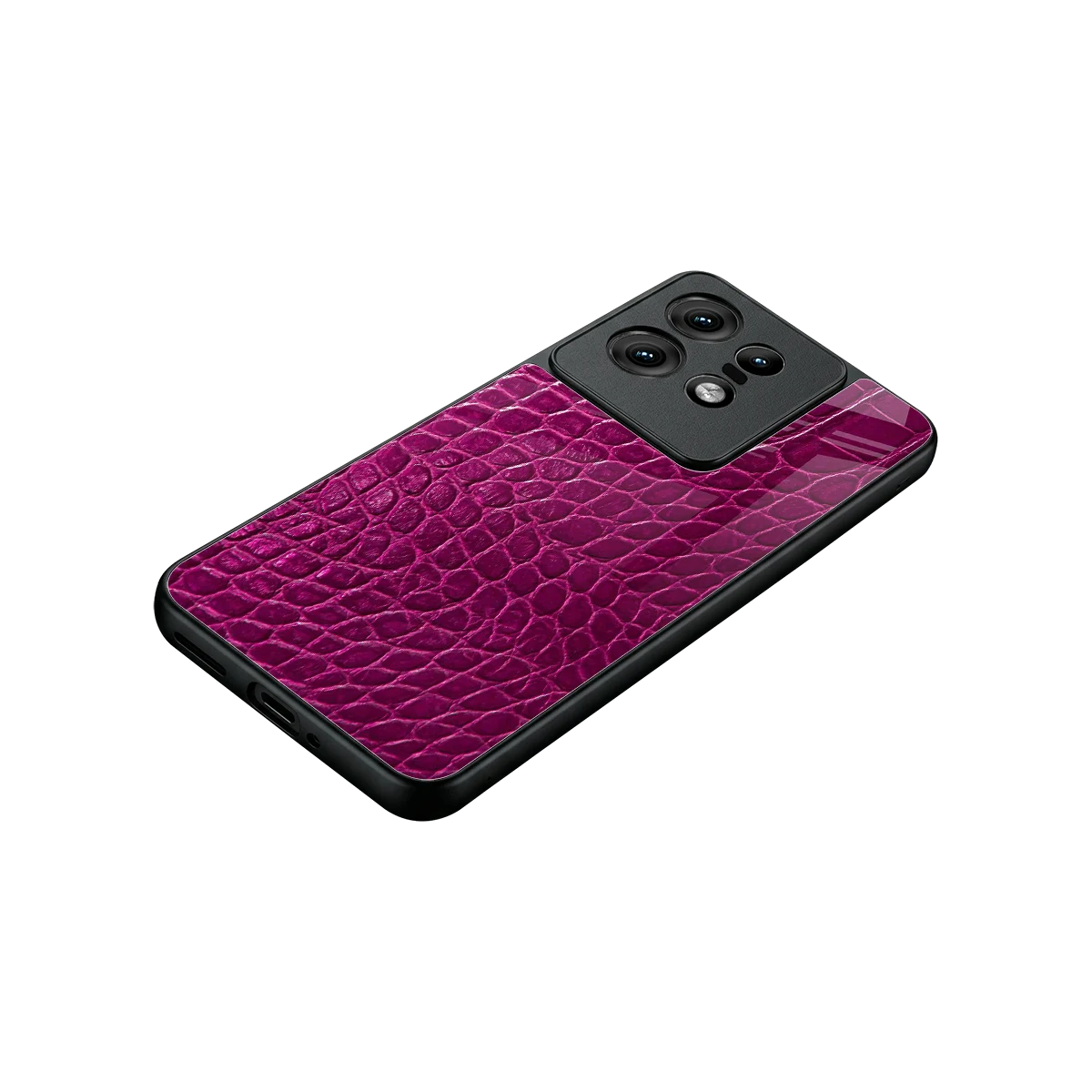 Croco Pink stylish phone case for motorola edge 50 pro | glossy glass and slim fit