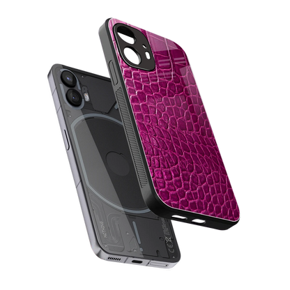 Croco Pink sleek nothing phone 2 cover with tempered glass back and TPU edges