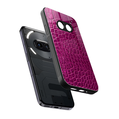 Croco Pink sleek nothing phone 2a cover with tempered glass back and TPU edges
