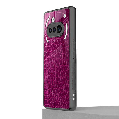 Croco Pink nothing phone 3a mobile cover | shockproof glass phone case