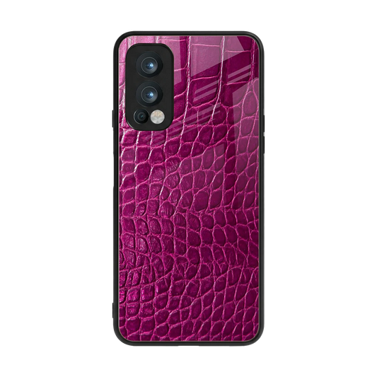 Croco Pink back phone cover | glass case for oneplus nord 2