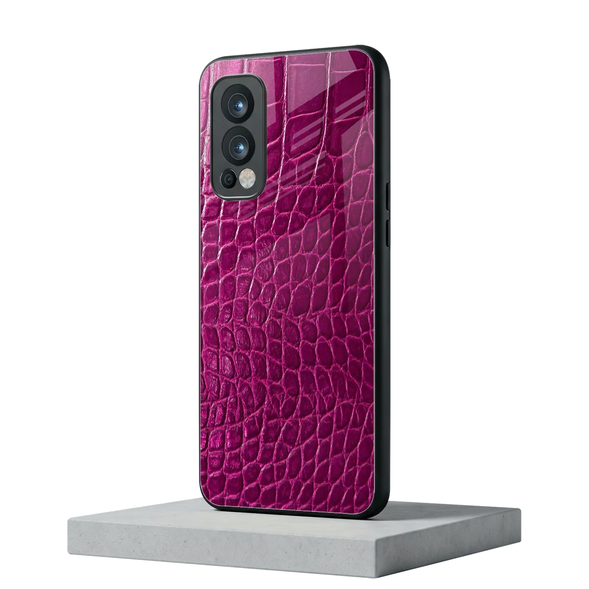 Croco Pink oneplus nord 2 mobile cover | shockproof glass phone case