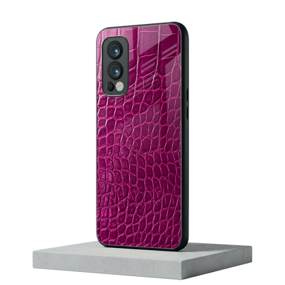 Croco Pink oneplus nord 2 mobile cover | shockproof glass phone case