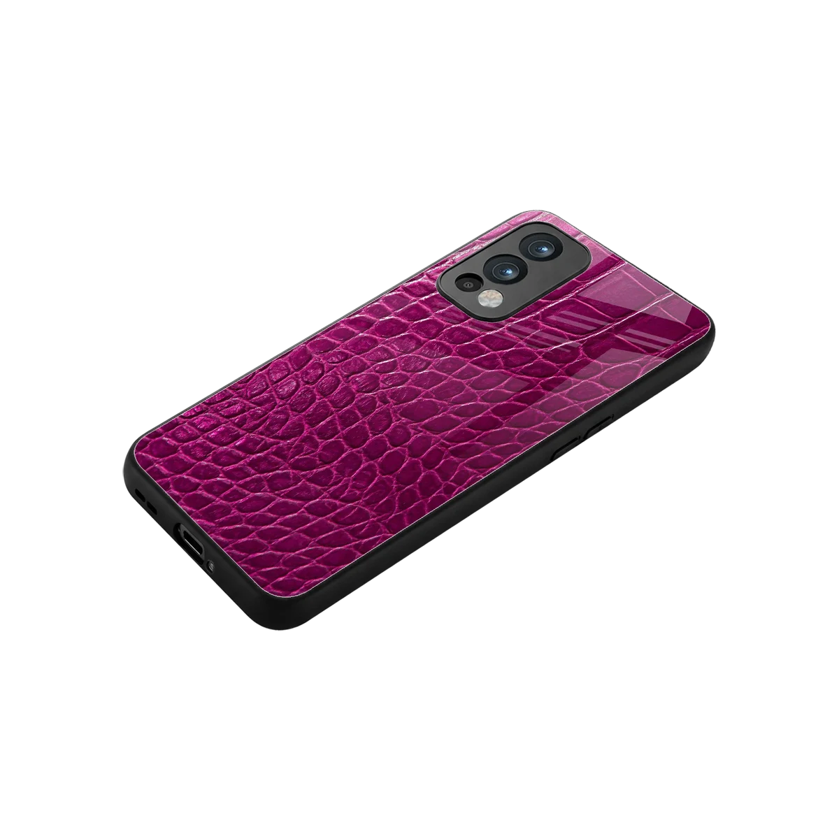 Croco Pink stylish phone case for oneplus nord 2 | glossy glass and slim fit