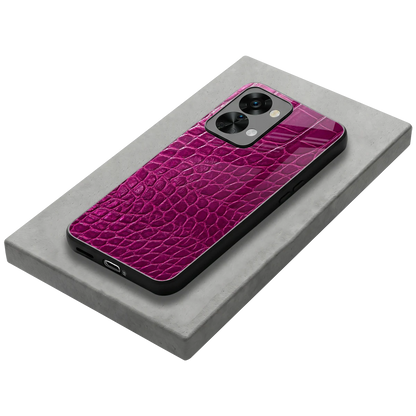 Croco Pink stylish phone case for oneplus nord 2t | glossy glass and slim fit
