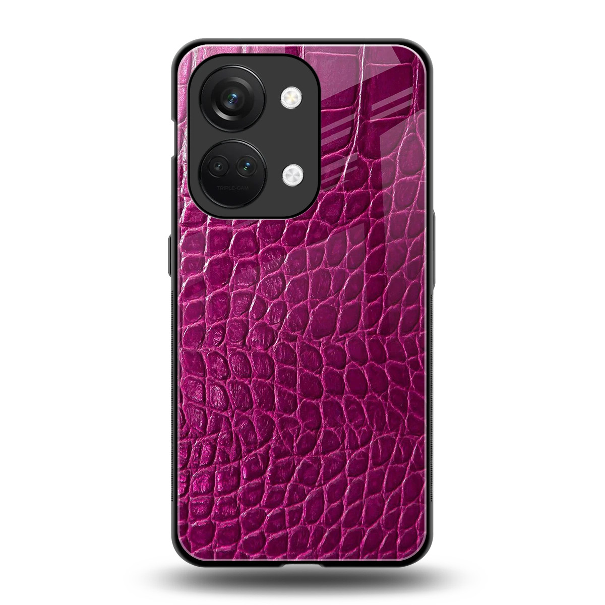 Croco Pink back phone cover | glass case for oneplus nord 3