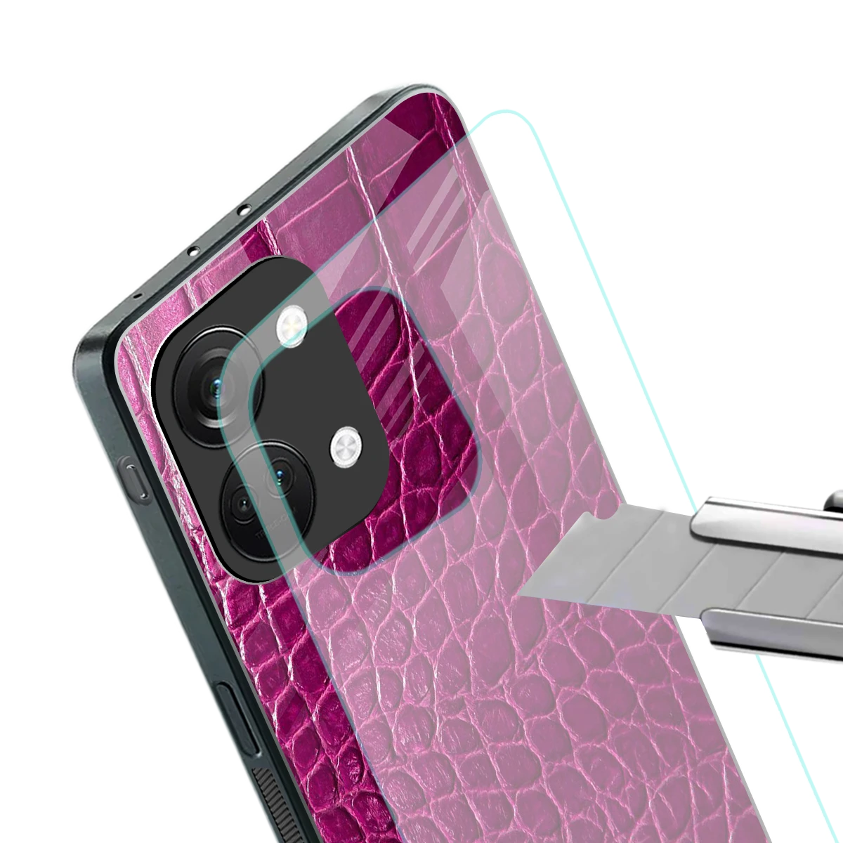 Croco Pink stylish phone case for oneplus nord 3 | glossy glass and slim fit