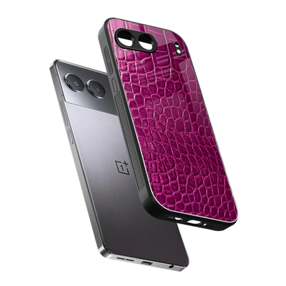 Croco Pink sleek oneplus nord 4 cover with tempered glass back and TPU edges