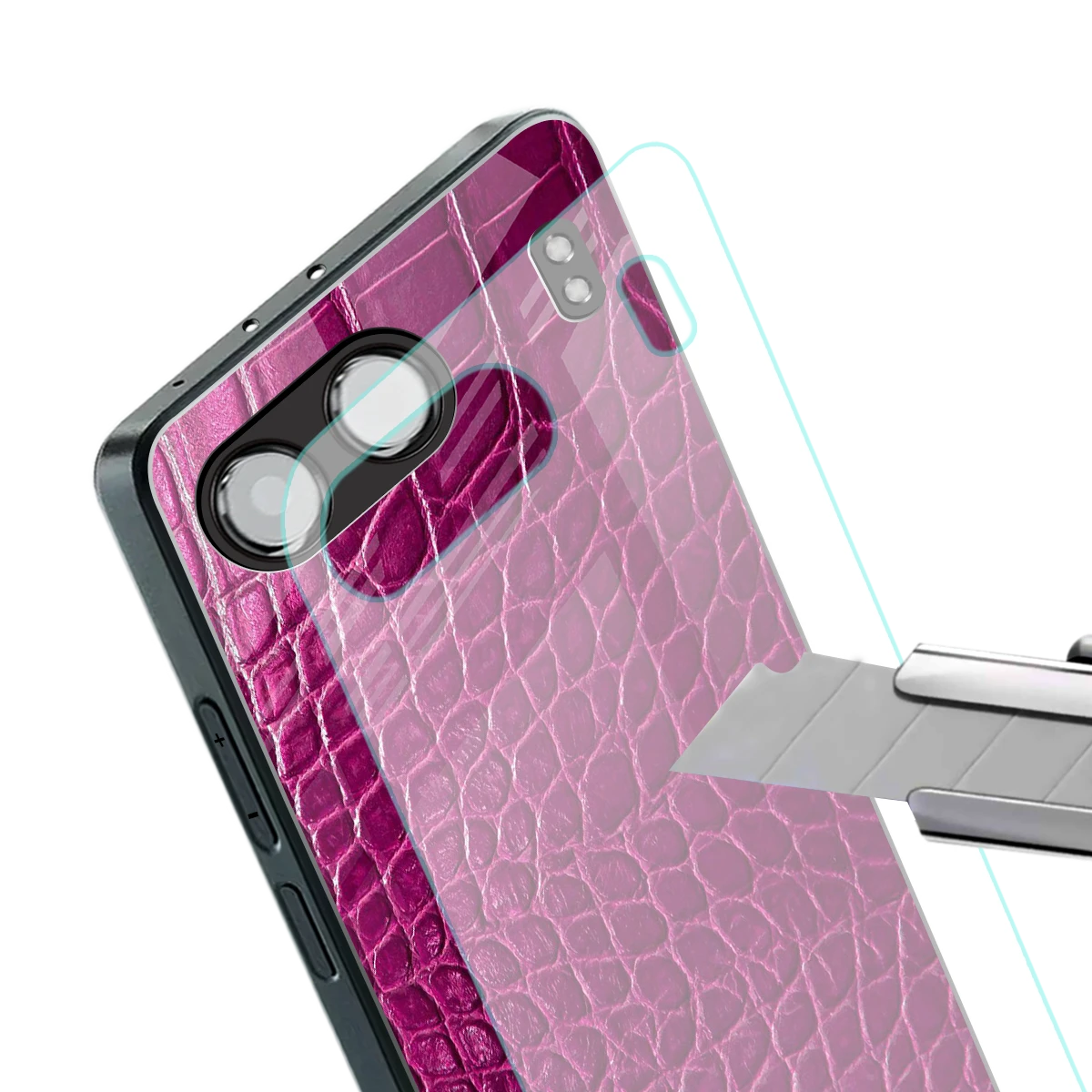 Croco Pink stylish phone case for oneplus nord 4 | glossy glass and slim fit