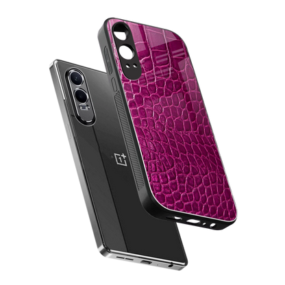 Croco Pink sleek oneplus nord ce 4 lite cover with tempered glass back and TPU edges