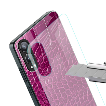 Croco Pink stylish phone case for oneplus nord ce 4 lite | glossy glass and slim fit