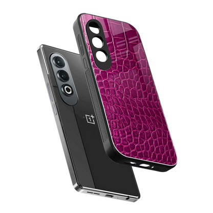 Croco Pink sleek oneplus nord ce 4 cover with tempered glass back and TPU edges