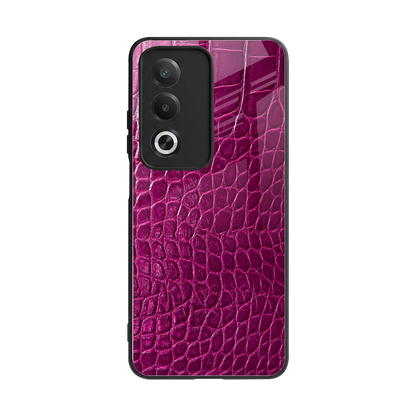 Croco Pink back phone cover | glass case for oppo a3 pro