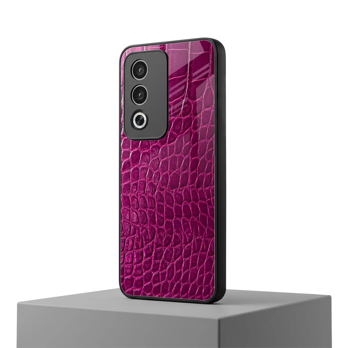 Croco Pink oppo a3 pro mobile cover | shockproof glass phone case