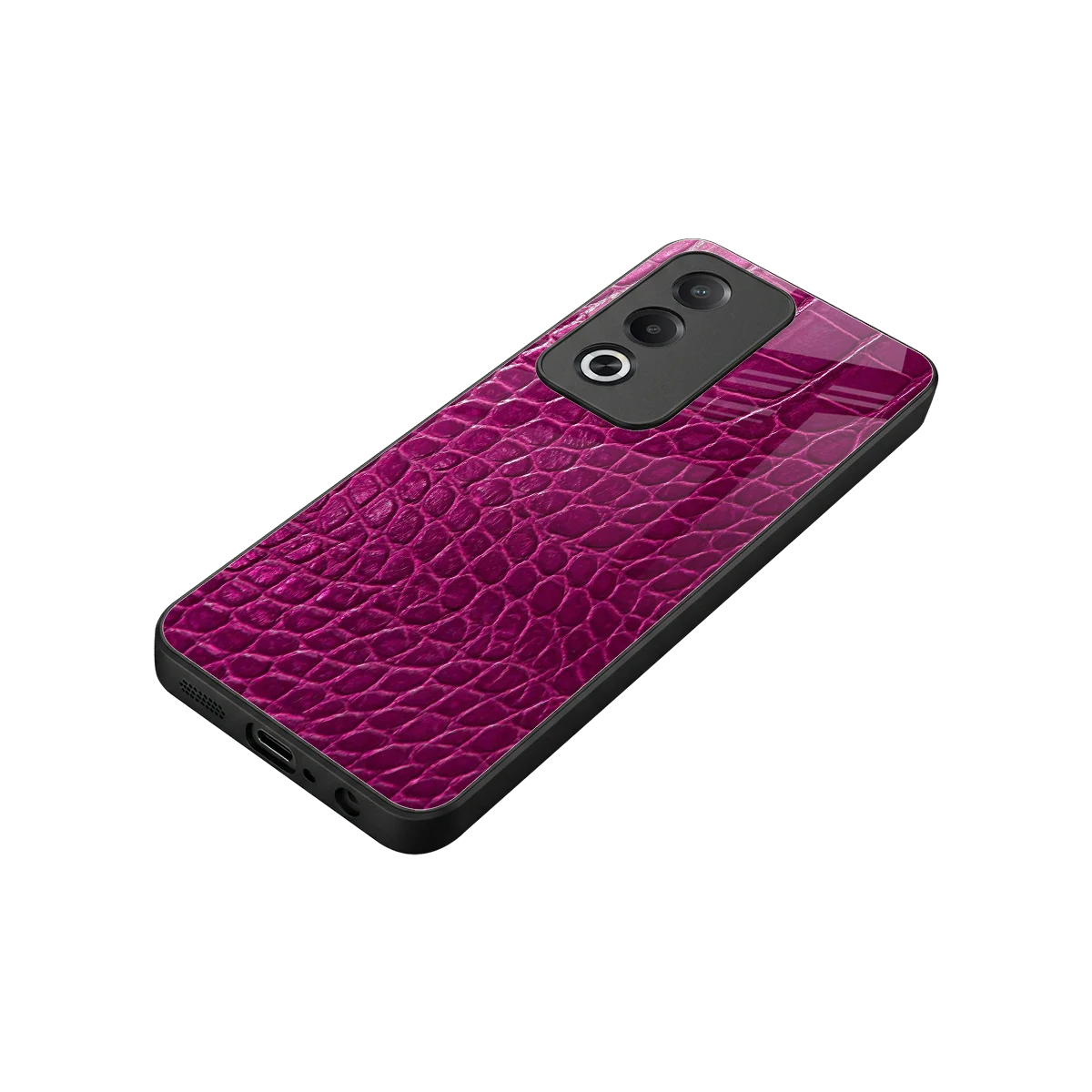Croco Pink stylish phone case for oppo a3 pro | glossy glass and slim fit