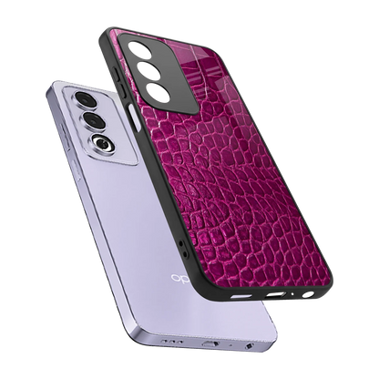 Croco Pink sleek oppo a3 pro cover with tempered glass back and TPU edges