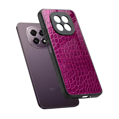 Croco Pink sleek oppo f29 5g cover with tempered glass back and TPU edges