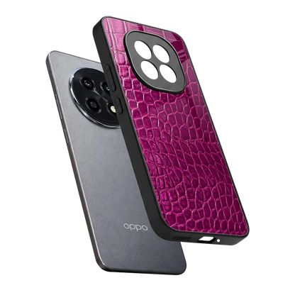 Croco Pink sleek oppo f29 pro 5g cover with tempered glass back and TPU edges
