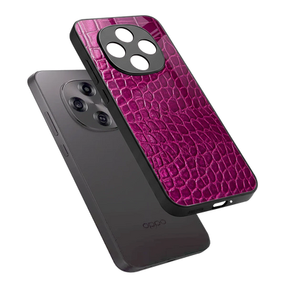 Croco Pink sleek oppo f31 pro 5g cover with tempered glass back and TPU edges