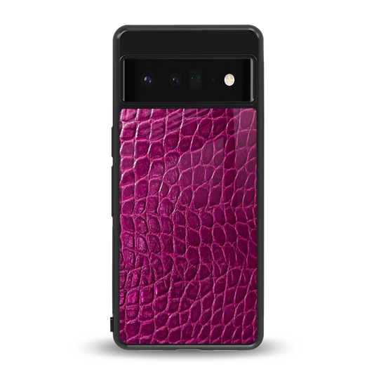 Croco Pink back phone cover | glass case for google pixel 6 pro