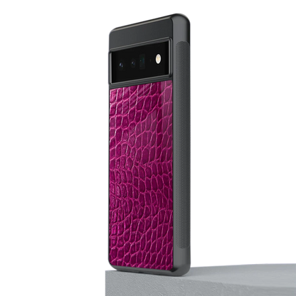 Croco Pink stylish phone case for google pixel 6 pro | glossy glass and slim fit