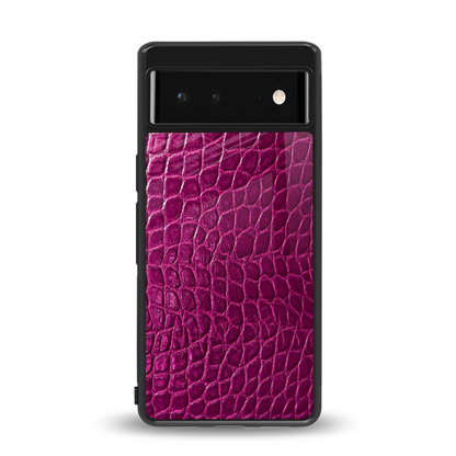 Croco Pink back phone cover | glass case for google pixel 6a