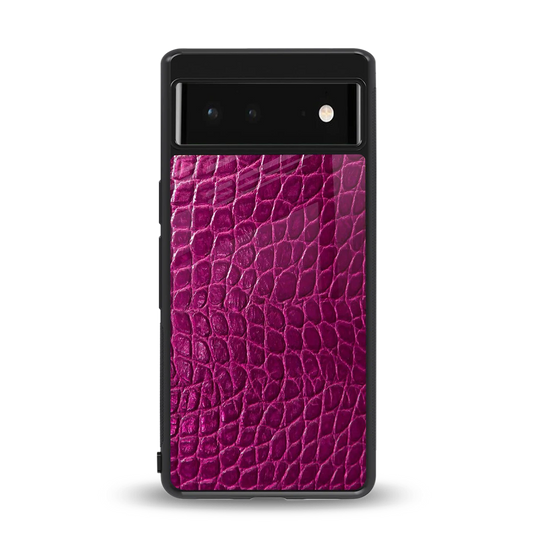 Croco Pink back phone cover | glass case for google pixel 6a