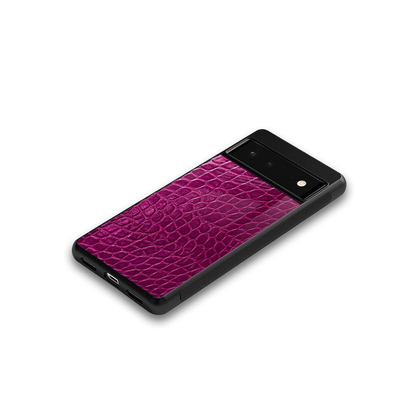 Croco Pink google pixel 6a mobile cover | shockproof glass phone case