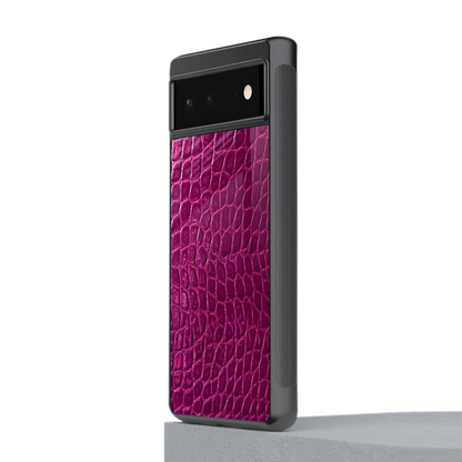 Croco Pink stylish phone case for google pixel 6a | glossy glass and slim fit