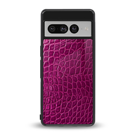 Croco Pink back phone cover | glass case for google pixel 7 pro