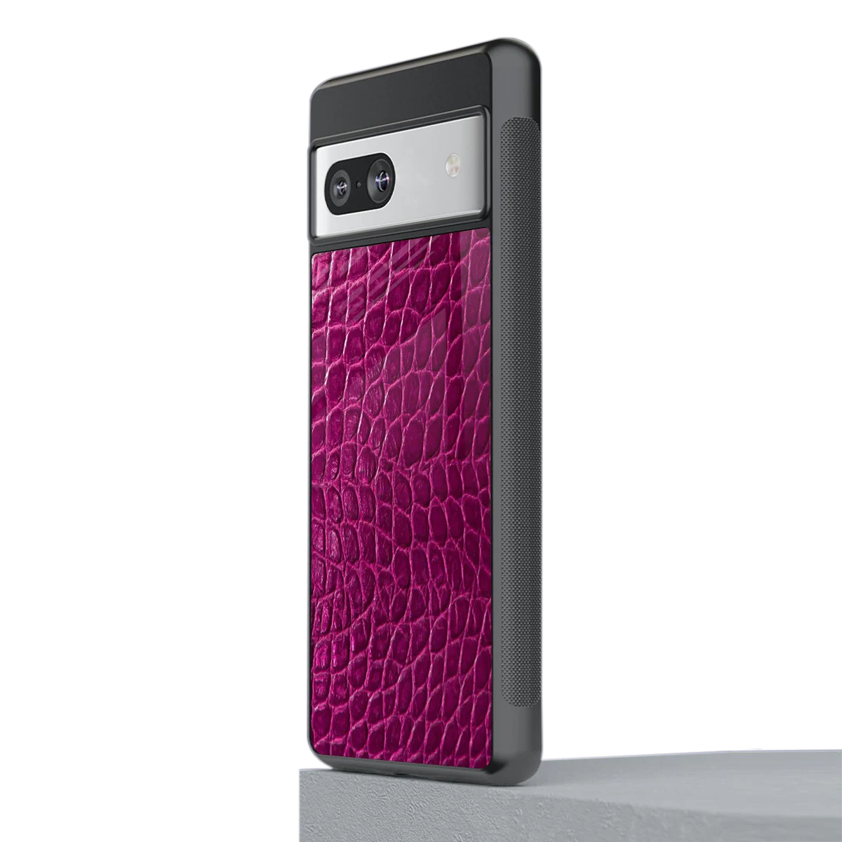 Croco Pink stylish phone case for google pixel 7a | glossy glass and slim fit