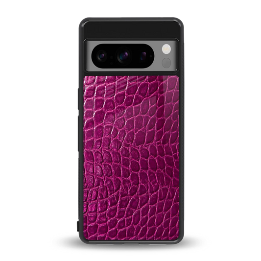 Croco Pink back phone cover | glass case for google pixel 8 pro