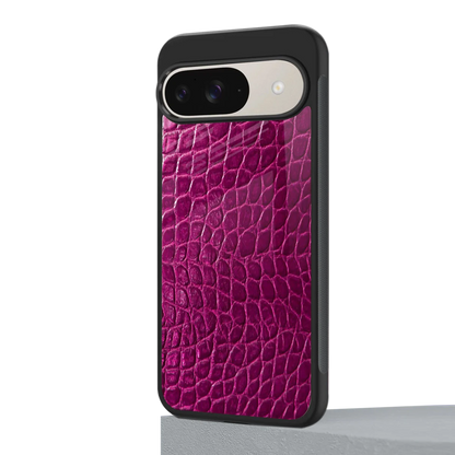 Croco Pink google pixel 9 mobile cover | shockproof glass phone case