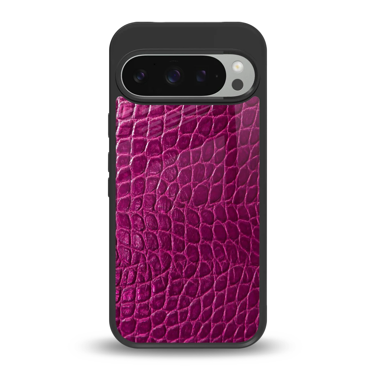 Croco Pink back phone cover | glass case for google pixel 9 pro