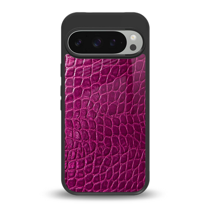 Croco Pink back phone cover | glass case for google pixel 9 pro xl